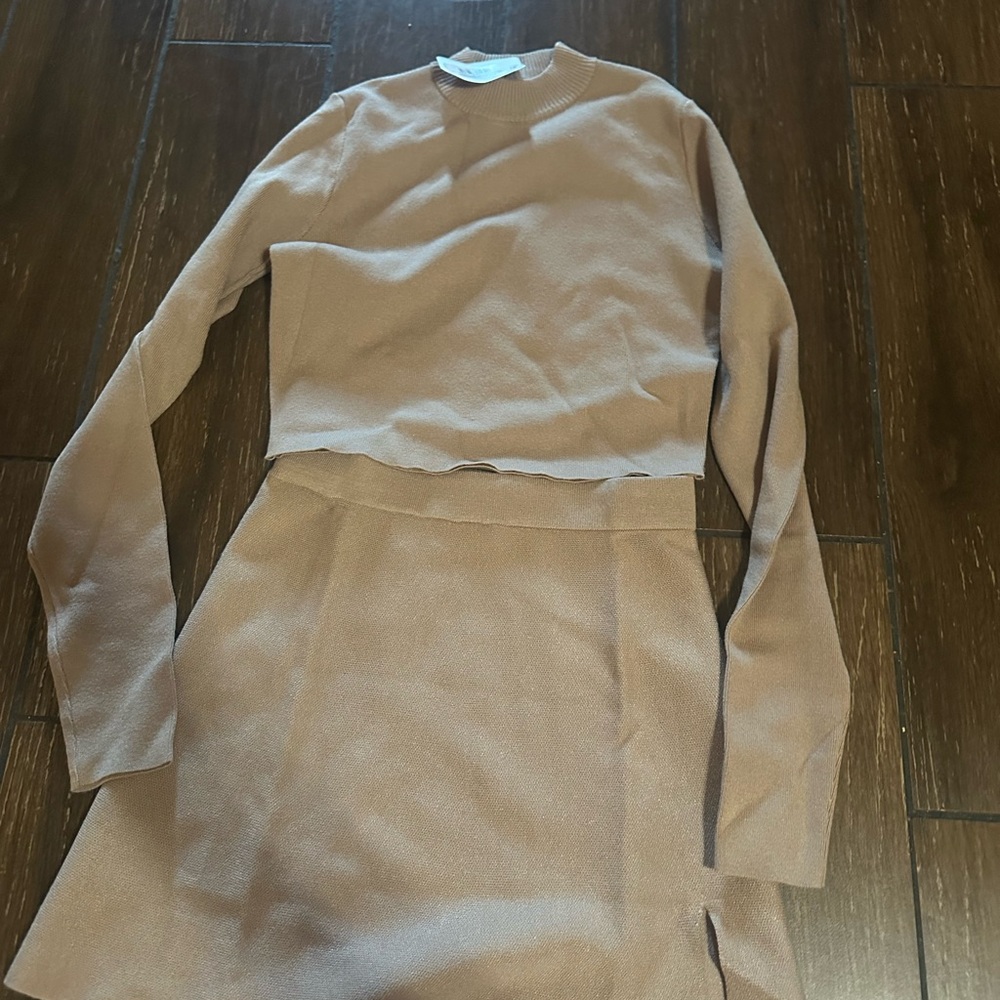 Chic Tan Two-Piece Set - Picture 3 of 4